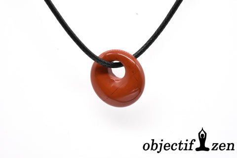 pendentif jaspe rouge mini donut 1.8cm objectif-zen