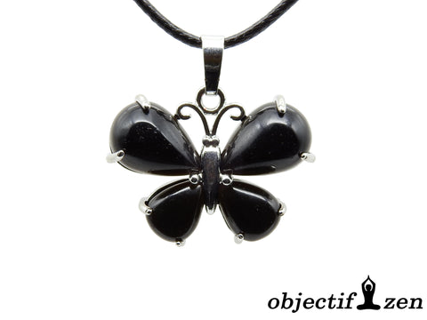 pendentif papillon agate noire objectif-zen