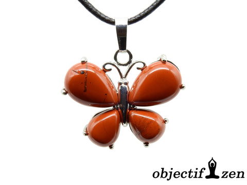 pendentif jaspe rouge papillon objectif-zen