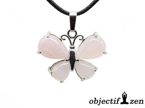 pendentif papillon quartz rose selection-zen
