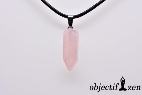 objectif zen pendentif pointe quartz rose