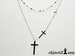 collier fantaisie argenté 3 croix objectif zen