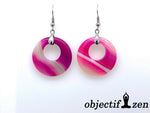 boucles d'oreilles donut 2.8cm agate rose objectif-zen