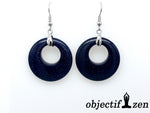 boucles d'oreilles donuts 2.8cm pierre de sable bleu  objectif-zen