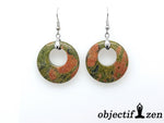 boucles d'oreilles donuts 2.8cm unakite objectif-zen