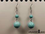 boucles d'oreille howlite turquoise 2 perles objectif zen