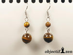 boucles d'oreilles oeil de tigre 2 perles objectif zen