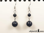 boucles d'oreilles pierre de sable bleu 2 perles objectif zen