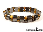 bracelet double hématite magnétique et oeil de tigre objectif-zen