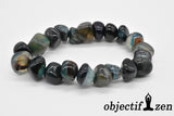 bracelet pierres roulées 10mm agate verte foncée objectif-zen