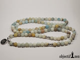 objectif zen mala amazonite 8mm mat givré lotus