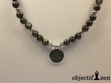 mala labradorite 6 mm pendentif lotus objectif zen