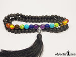 mala pierre de lave 7 chakras bouddha