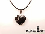 pendentif coeur 2 cm en obsidienne flocon de neige