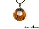 pendentif donut 2.8cm agate marron objectif-zen