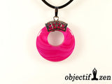 pendentif donut 2.8cm agate rose objectif-zen