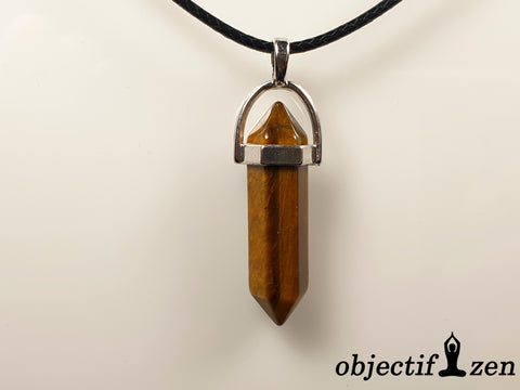 pendentif oeil de tigre pointe objectif zen