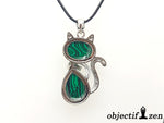 objectif zen pendentif malachite chat