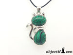 pendentif chat malachite objectif-zen