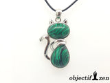 pendentif chat malachite objectif-zen