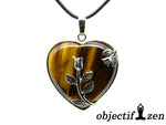 pendentif coeur fleurs oeil de tigre objectif zen