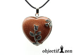 pendentif coeur fleurs pierre de soleil objectif zen