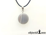 objectif zen pendentif galet agate grise bande